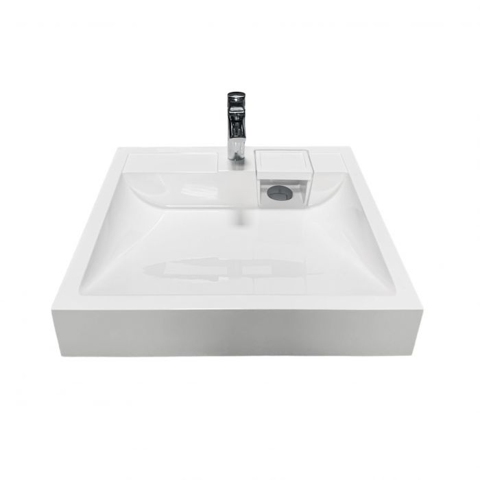 Раковина, умивальник Adamant WASHER NEW, штучний камінь, прямокут., з отвором для змішувача, без переливу, 595х595х115мм, накладний, білий