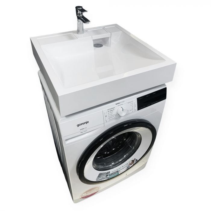 Раковина, умивальник Adamant WASHER NEW, штучний камінь, прямокут., з отвором для змішувача, без переливу, 595х595х115мм, накладний, білий