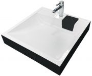 Раковина, умивальник Adamant WASHER NEW, штучний камінь, прямокут., з отвором для змішувача, без переливу, 595х595х115мм, накладний, чорно-білий