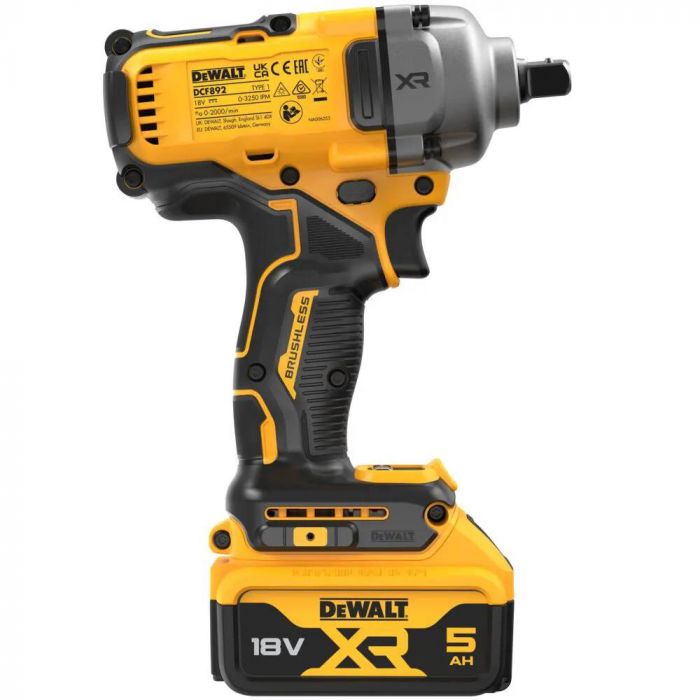 Гайковерт ударний DeWalt XR Li-Ion безщітковий 18В акб 2х5А·год 1084Нм 2000об/хв 3250уд/хв 1/2" ЗП кейс 1.67кг