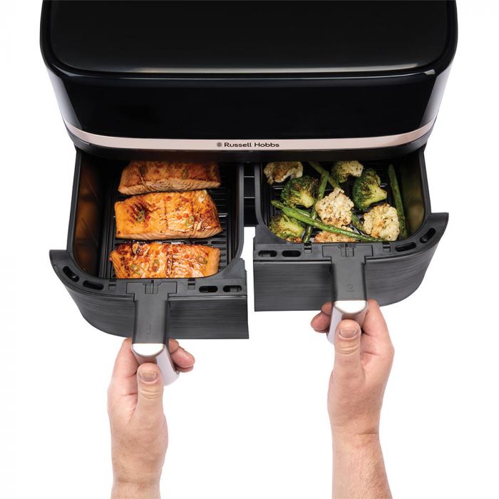 Мультипіч Russell Hobbs Satis Fry DualBaske 2800Вт, чаша-4.5/4.5л, сенсорне управл., 9 авто. программ, пластик, чорний