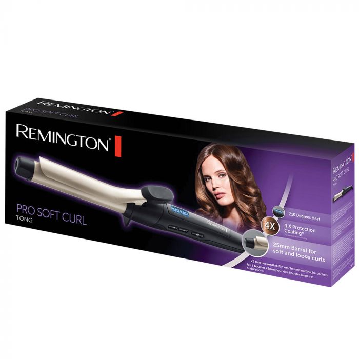 Плойка Remington Pro Soft Curl, >300Вт, темп.режимів-10, D-25mm, 130-220С, дисплей, кераміка, чорний