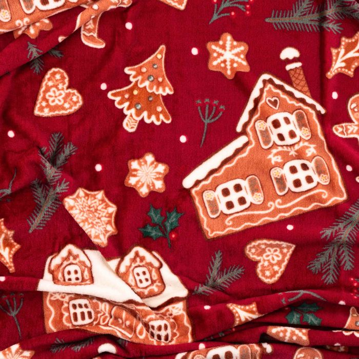 Плед ARDESTO Christmas Flannel 160х200см, 100% поліестер, імбирні будиночки