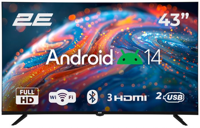 Телевізор 43" 2E LED FHD 60Hz Smart Android Black