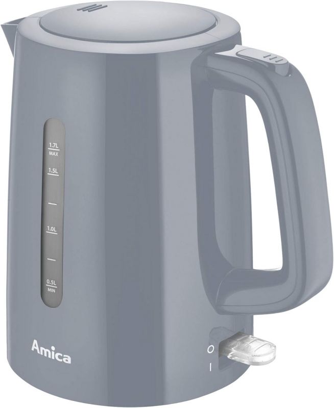Електрочайник Amica 1.7л, пластик, сірий