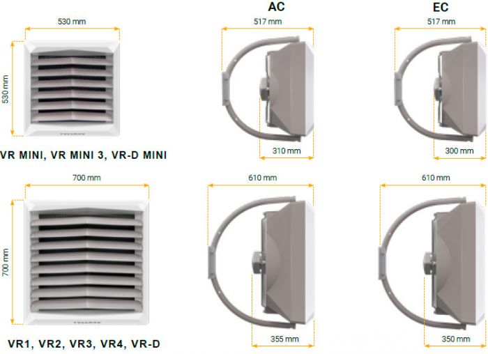 Водяний нагрівач Volcano VR MINI енергоефективний двигун EC, 3-20 кВт, 2100 м3/год