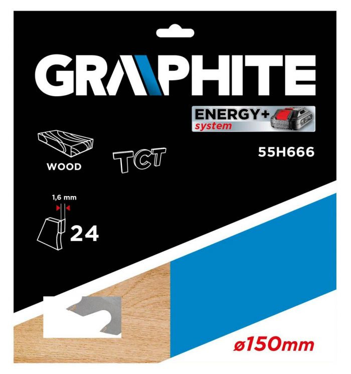 Диск пильний Graphite по дереву, 150х10мм, 1.6мм, 24 зубів