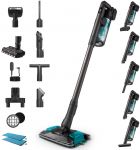 Пилосос Philips безпровідний Complete Series 8000, вологе прибирання, конт пил -0.6л, автон. робота до 80хв, чорно-блакитний