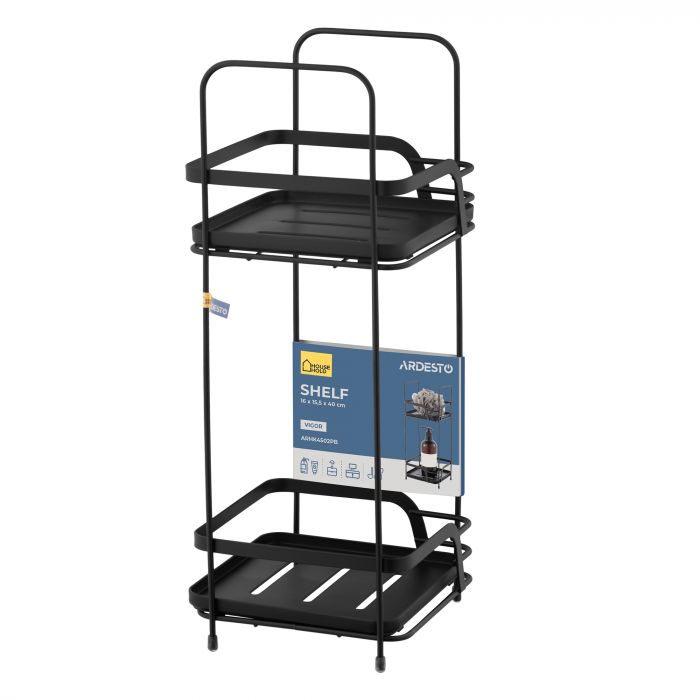 Полиця Ardesto Vigor 2-ярусна 16х15.5х40см, метал, поліпропілен, чорний