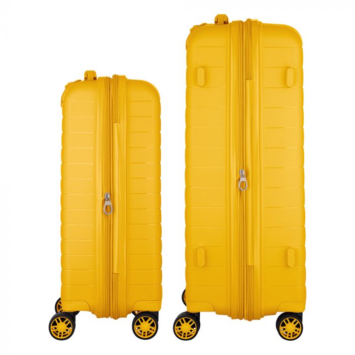 Набір валіз 2E, Aero, поліпропілен, (M+S), TSA, 4 колеса, EXP, бурштиново-жовтий