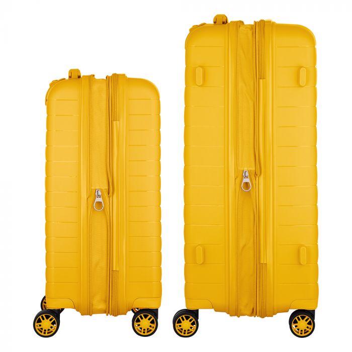 Набір валіз 2E, Aero, поліпропілен, (M+S), TSA, 4 колеса, EXP, бурштиново-жовтий