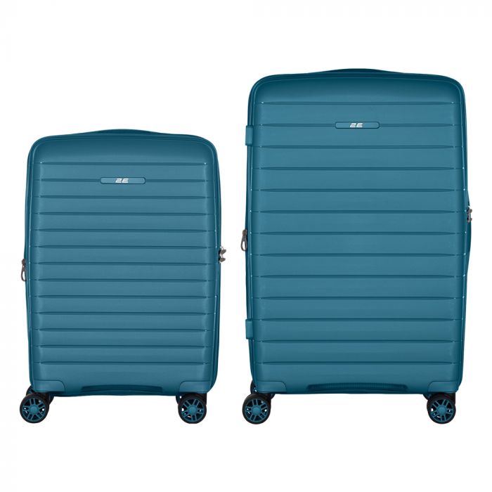 Набір валіз 2E, Aero, поліпропілен, (M+S), TSA, 4 колеса, EXP, синій
