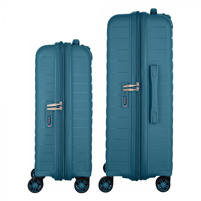 Набір валіз 2E, Aero, поліпропілен, (M+S), TSA, 4 колеса, EXP, синій