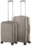 Набір валіз 2E, Aero, поліпропілен, (M+S), TSA, 4 колеса, EXP, сіро-коричневий