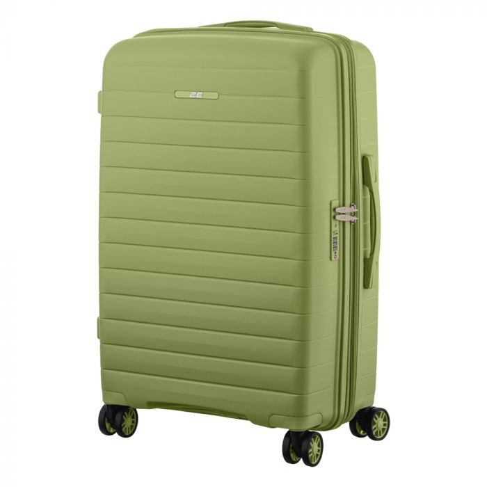Набір валіз 2E, Aero, поліпропілен, (M+S), TSA, 4 колеса, EXP, оливково-зелений