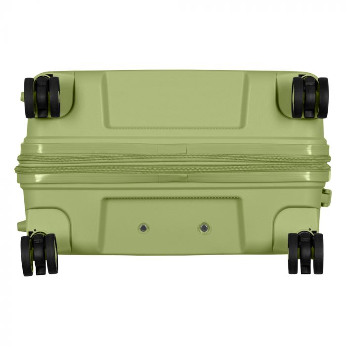 Набір валіз 2E, Aero, поліпропілен, (M+S), TSA, 4 колеса, EXP, оливково-зелений