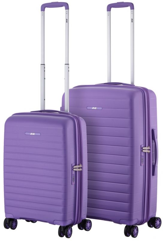 Набір валіз 2E, Aero, поліпропілен, (M+S), TSA, 4 колеса, EXP, лавандовий