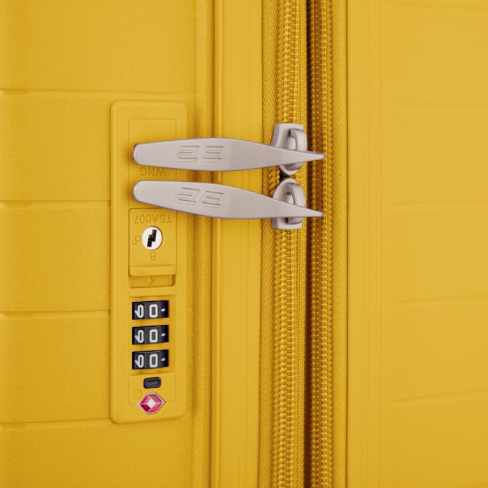 Набір валіз 2E, Aero, поліпропілен, (L+M+S), TSA, 4 колеса, EXP, бурштиново-жовтий