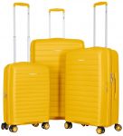 Набір валіз 2E, Aero, поліпропілен, (L+M+S), TSA, 4 колеса, EXP, бурштиново-жовтий