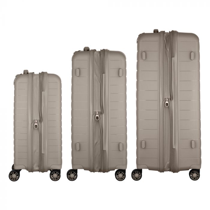 Набір валіз 2E, Aero, поліпропілен, (L+M+S), TSA, 4 колеса, EXP, сіро-коричневий