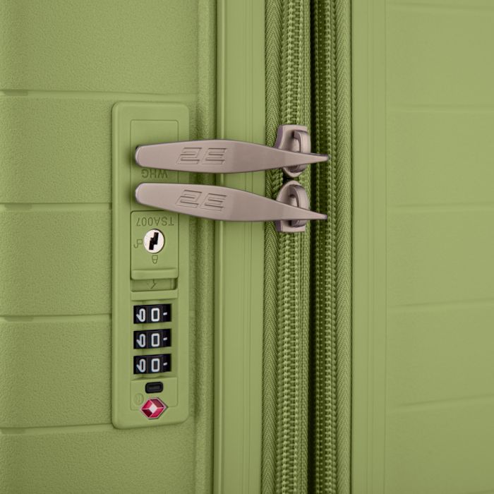 Набір валіз 2E, Aero, поліпропілен, (L+M+S), TSA, 4 колеса, EXP, оливково-зелений