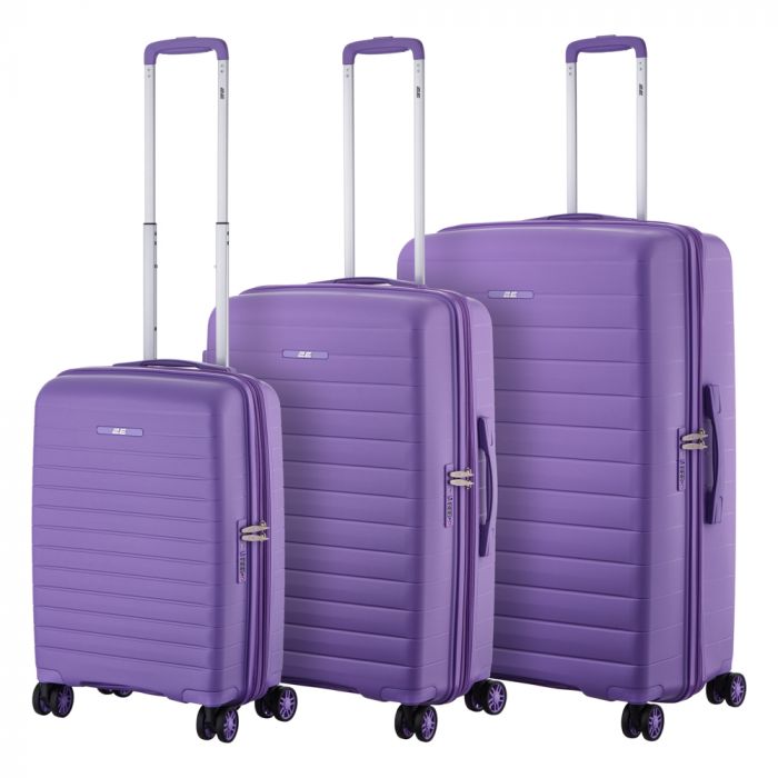 Набір валіз 2E, Aero, поліпропілен, (L+M+S), TSA, 4 колеса, EXP, лавандовий