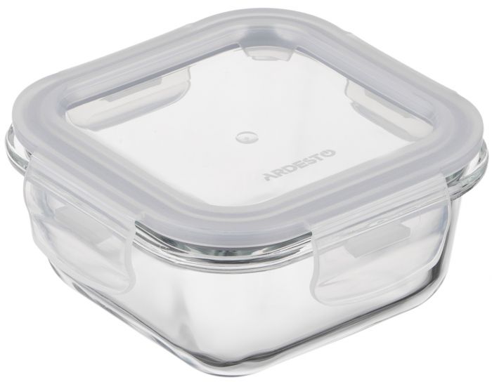 Контейнер для зберігання харчових продуктів Ardesto Gemini 0.31л, боросилікатне скло, пластик, квадратний, прозорий