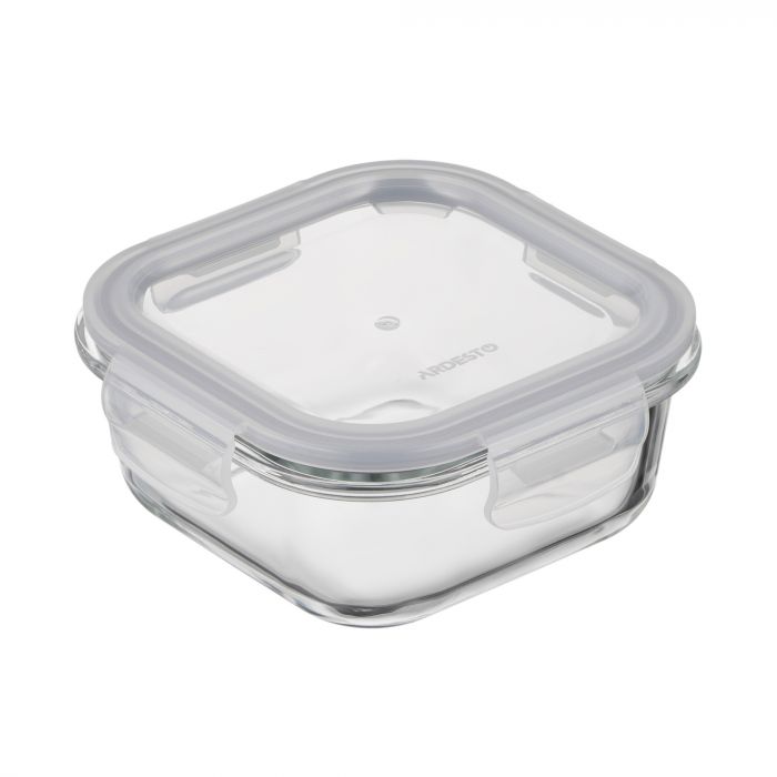 Контейнер для зберігання харчових продуктів Ardesto Gemini 0.5л, боросилікатне скло, пластик, квадратний, прозорий