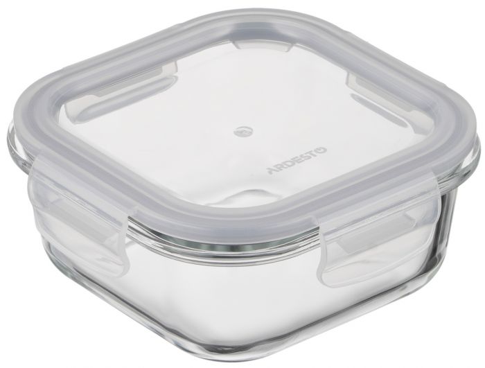 Контейнер для зберігання харчових продуктів Ardesto Gemini 0.5л, боросилікатне скло, пластик, квадратний, прозорий