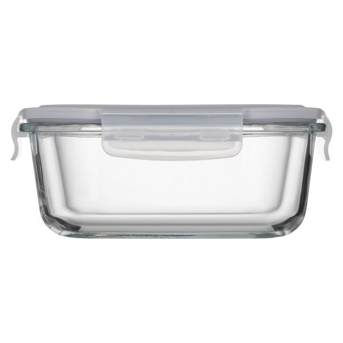 Контейнер для зберігання харчових продуктів Ardesto Gemini 1.23л, боросилікатне скло, пластик, квадратний, прозорий