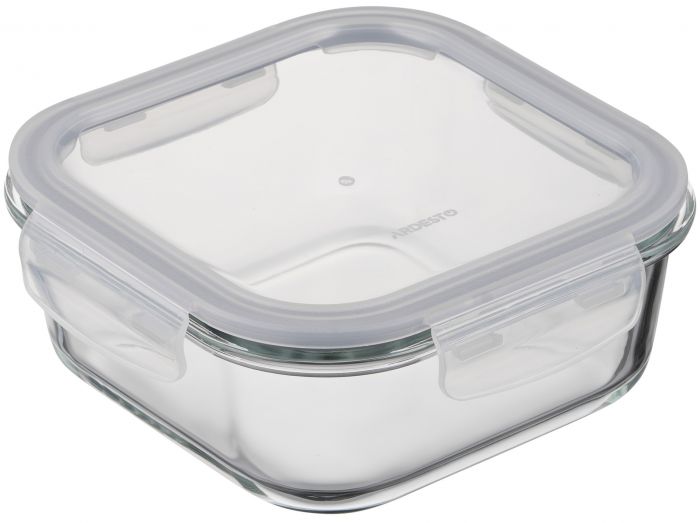 Контейнер для зберігання харчових продуктів Ardesto Gemini 1.23л, боросилікатне скло, пластик, квадратний, прозорий