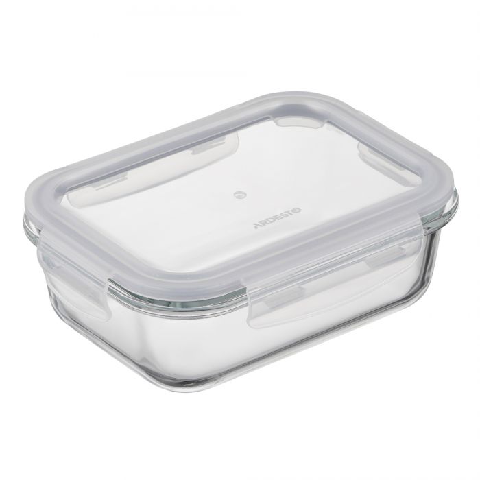 Контейнер для зберігання харчових продуктів Ardesto Gemini 0.66л, боросилікатне скло, пластик, прямокутний, прозорий