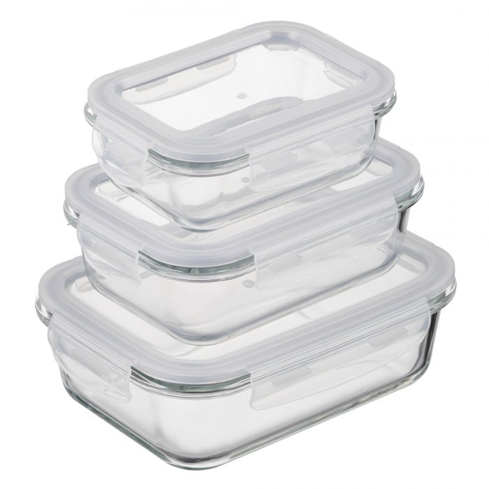 Контейнер для зберігання харчових продуктів Ardesto Gemini 0.66л, боросилікатне скло, пластик, прямокутний, прозорий