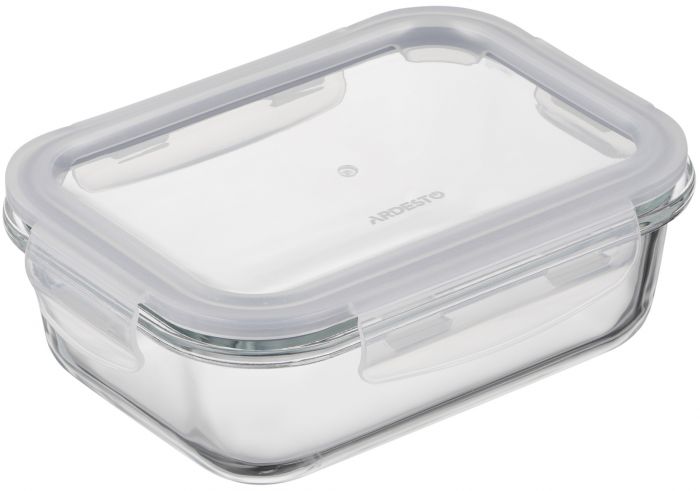 Контейнер для зберігання харчових продуктів Ardesto Gemini 0.66л, боросилікатне скло, пластик, прямокутний, прозорий
