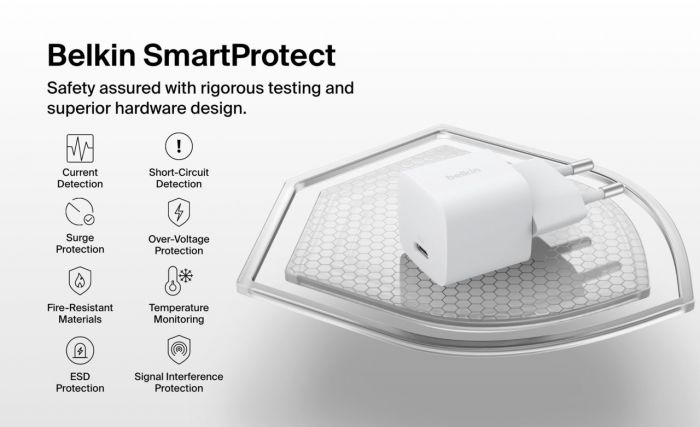 Зарядний пристрій мережевий Belkin 25Вт USB-С PD PPS, білий