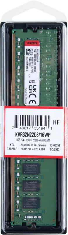Пам'ять ПК Kingston DDR4 16GB 3200