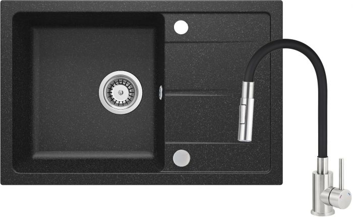 Набір для кухні Deante Leda, гранітна мийка ZRD_2113 + зміш. BOC_B740, графіт