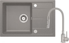 Набір для кухні Deante Leda, гранітна мийка ZRD_S113 + зміш. BOC_S740, сірий металік