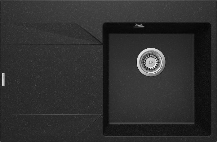 Мийка кухонна Deante Evora, граніт, прямокутна, з крилом, 760х500х195мм, чаша - 1, врізна, графіт