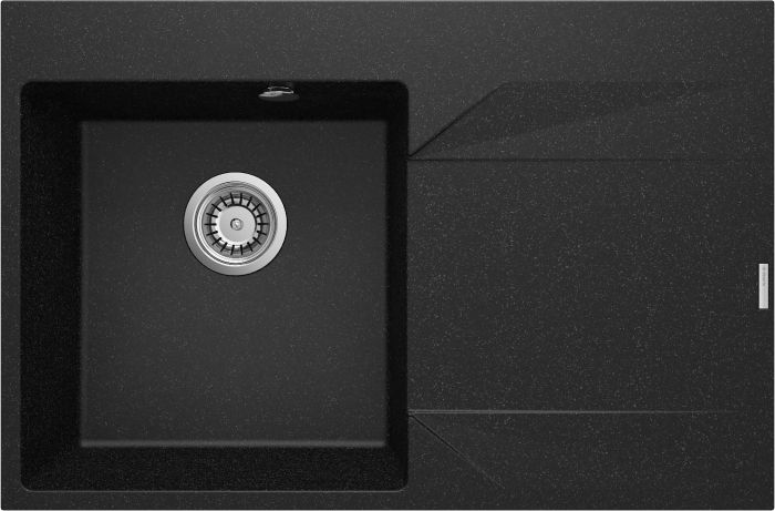 Мийка кухонна Deante Evora, граніт, прямокутна, з крилом, 760х500х195мм, чаша - 1, врізна, графіт
