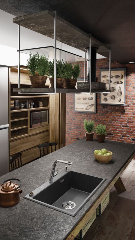 Мийка кухонна Deante Eridan, граніт, прямокутна, без крила, 700х520х210мм, чаша - 1, врізна, металічний графіт