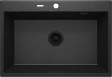 Мийка кухонна Deante Eridan, граніт, прямокутна, без крила, 700х520х210мм, чаша - 1, врізна, металічний графіт