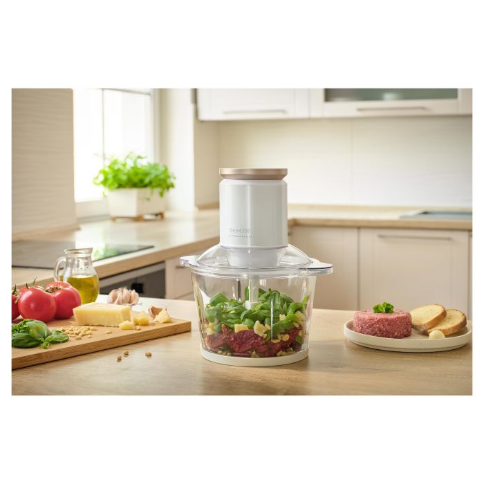 Подрібнювач Sencor, 800 Вт, 6 лез, чаша-3 л., скло, білий