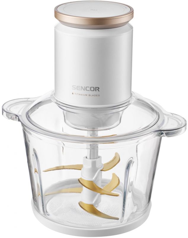 Подрібнювач Sencor, 800 Вт, 6 лез, чаша-3 л., скло, білий