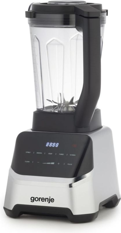 Блендер Gorenje стаціонарний 1500Вт, чаша-2000мл, дисплей, подрібнювач, чорний-нерж