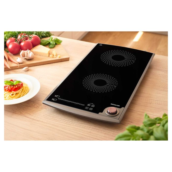 Плитка настільна Sencor індукційна, комф. - 2, 1.3+1.8кВт, управл - сенсор-мех., чорний