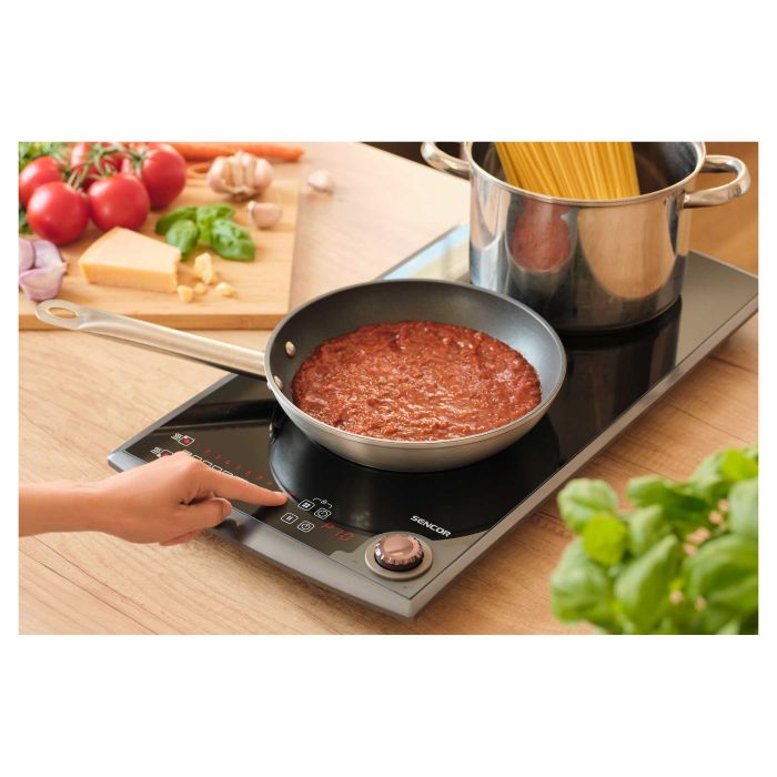 Плитка настільна Sencor індукційна, комф. - 2, 1.3+1.8кВт, управл - сенсор-мех., чорний