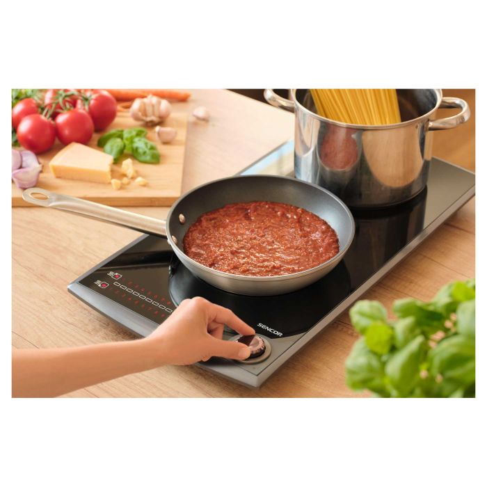 Плитка настільна Sencor індукційна, комф. - 2, 1.3+1.8кВт, управл - сенсор-мех., чорний