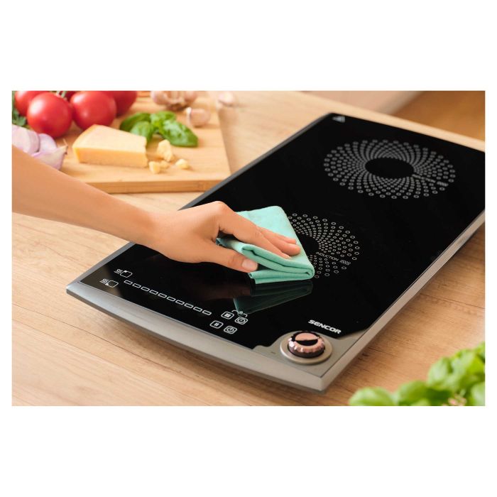 Плитка настільна Sencor індукційна, комф. - 2, 1.3+1.8кВт, управл - сенсор-мех., чорний