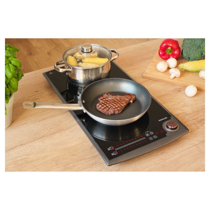 Плитка настільна Sencor індукційна, комф. - 2, 1.3+1.8кВт, управл - сенсор-мех., чорний